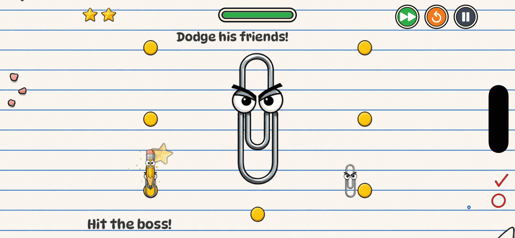 HB facing the lined-paper chapter boss